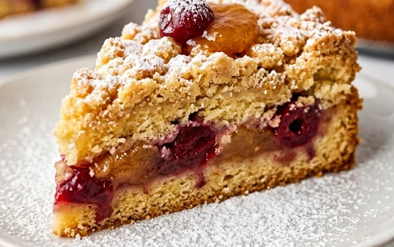 Wie vom Landcafé: Prassel-Bauerntorte mit zweierlei Kompott Rezept