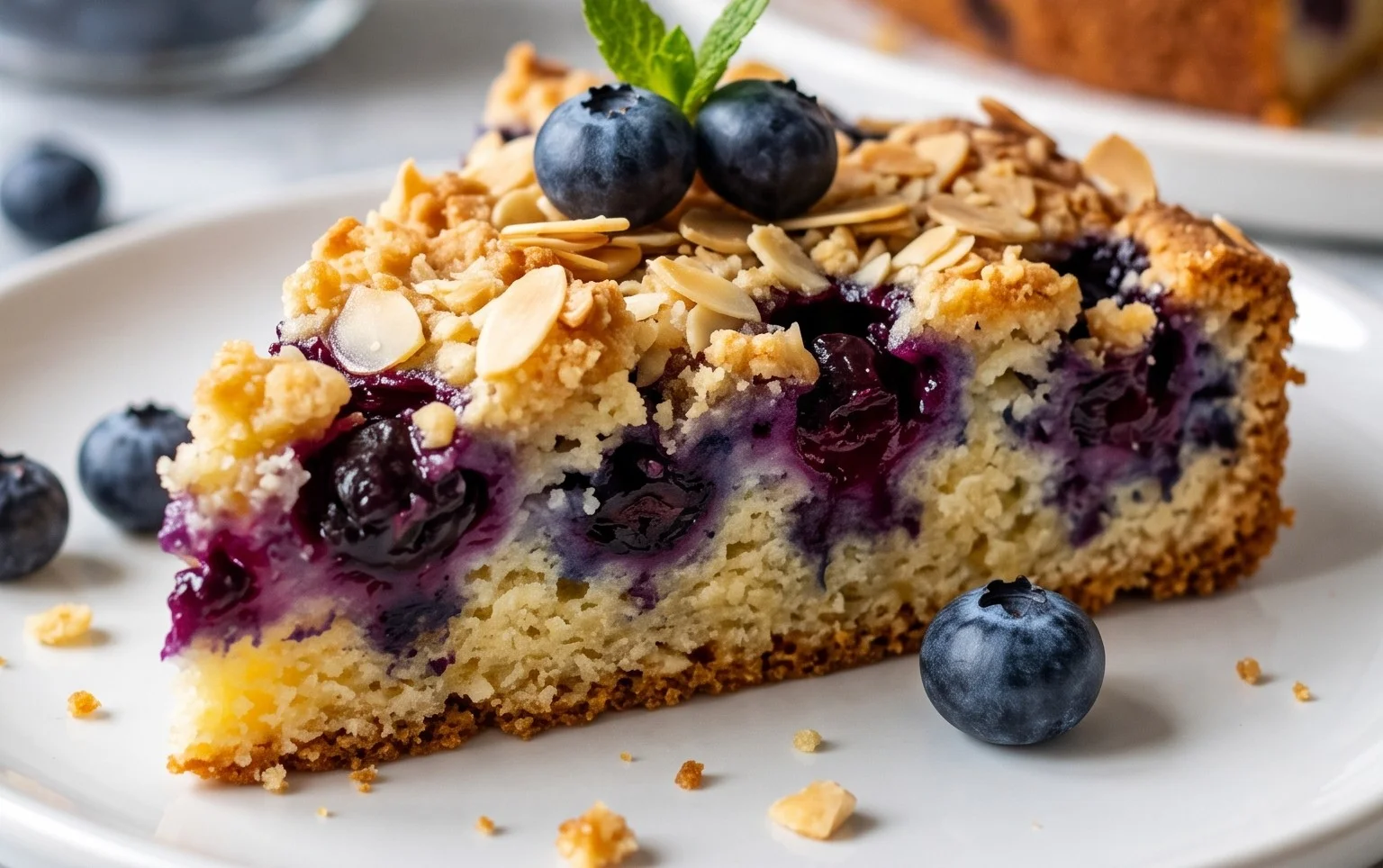 Blaubeer-Butterkuchen mit Mandeln: Glück ist backbar