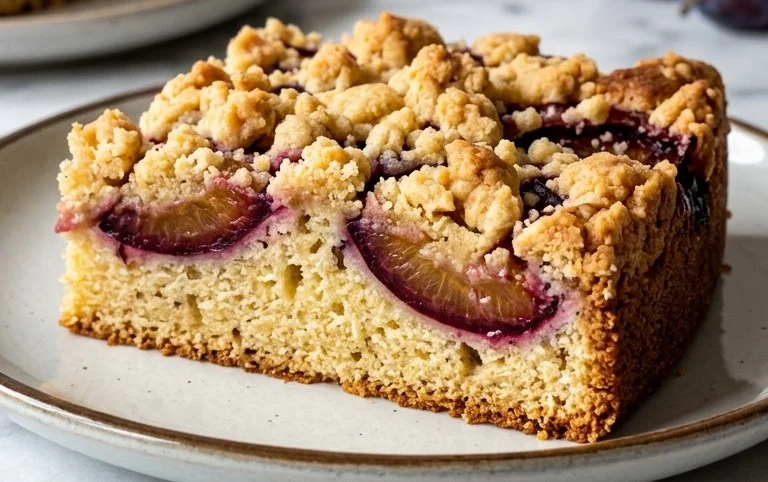 Pflaumenkuchen mit Rührteig & Streuseln ohne Zucker mit DinkelmehlBearbeiten
