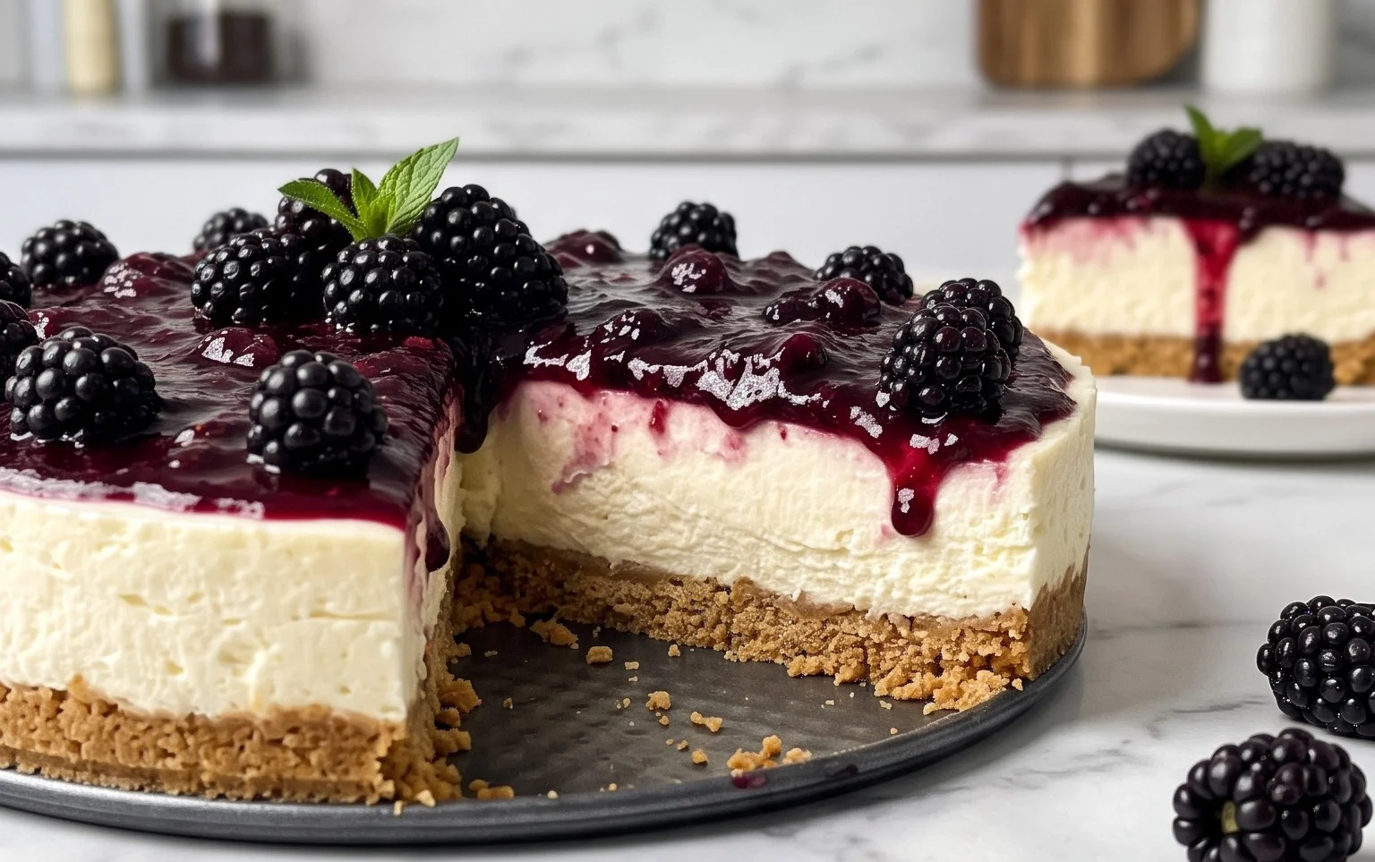 No-Bake Brombeer-Käsekuchen: Cremig & Einfach