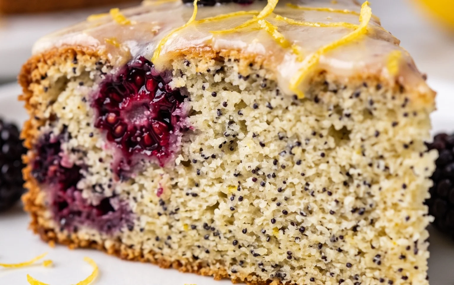 Gluten Free Lemon Poppy Seed Blackberry Cake